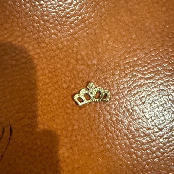 10K gold Rhodium Plated + 1 small diamond small crown necklace charm - Picture 5 of 9